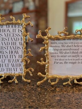 Cielo Home Gold Coral Frame 5x7 Heavy Cast Metal Coastal Decor Set of 2